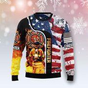 FIREFIGHTER LOVER 5 UGLY CHRISTMAS SWEATER