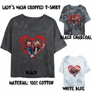 Horror Lover Chucky and Tiffany Lady's Wash Cropped T-Shirt