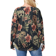 Horror Lover Women’s V-neck T-shirt With Side Drawstring