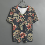 Horror Lover Women's V-neck T-shirt With Short Sleeve 0648