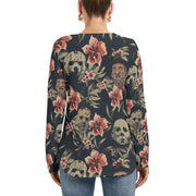 Horror Lover Women's Long Sleeve Neckline Tie Sweatshirt
