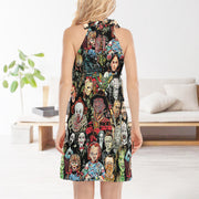 Horror Lover 1 Women's Dress With Neck Tie
