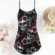 Skull Rose Lover Spaghetti Strap Summer Dress