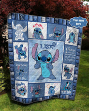Stitch Fan Lover 002 Quilt Blanket Custom Name