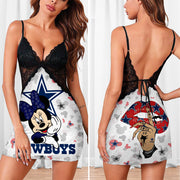 Cowboys Lover 2 Women's Back Straps Cami Dress With Lace