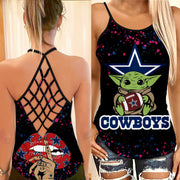 Cowboys Lover Cross Open Tank Top