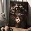 Jesus - Watercolor lion, Jesus on cross, Golden crown, White dove Poster