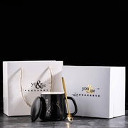 Totoro Mug Lover Style Light Luxury Gold-painted Ceramic Coffee Mug with Lid Spoon Water Cup Cartoon