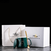 Totoro Mug Lover Style Light Luxury Gold-painted Ceramic Coffee Mug with Lid Spoon Water Cup Cartoon