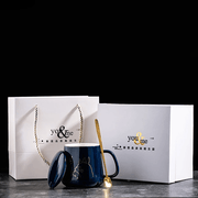 Totoro Mug Lover Style Light Luxury Gold-painted Ceramic Coffee Mug with Lid Spoon Water Cup Cartoon