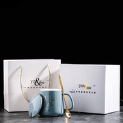 Totoro Mug Lover Style Light Luxury Gold-painted Ceramic Coffee Mug with Lid Spoon Water Cup Cartoon