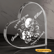 Against The World - Customized Skull Lover Couple Crystal Heart Anniversary Gifts