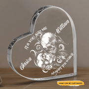 Against The World - Customized Skull Lover Couple Crystal Heart Anniversary Gifts