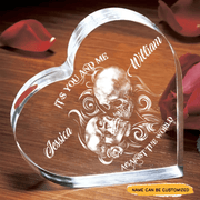 Against The World - Customized Skull Lover Couple Crystal Heart Anniversary Gifts