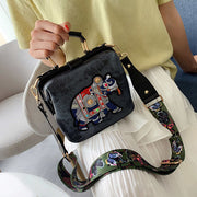Elephant Embroidered Bags Lover for Women Leather Handbag Messenger Bag Purses Satchels
