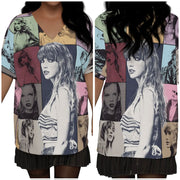 Taylorswiftlover Women's Bat Sleeves V-Neck Blouse
