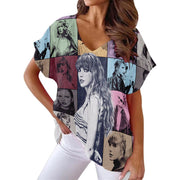 Taylorswiftlover Women's Bat Sleeves V-Neck Blouse