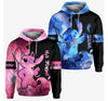 Personalized Her Stitch His Angel Couple Hoodie, Cute Stitch Hoodie, Zipper Hoodie, Sweatshirt, T-Shirt