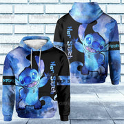 Personalized Her Stitch His Angel Couple Hoodie, Cute Stitch Hoodie, Zipper Hoodie, Sweatshirt, T-Shirt