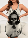 Skull & Poker Print Lounge Dress | Comfort & Style Combined, Easy-Care, Party-Ready Loungewear