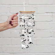 Ghost Cat Coffee Glass Tumbler