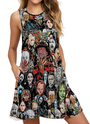 Horror Lover 2 All-over Print Sleeveless Pocket Dress