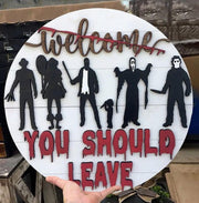Halloween 3D Horror Welcome Sign for Front Door Hanger