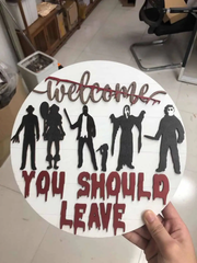 Halloween 3D Horror Welcome Sign for Front Door Hanger