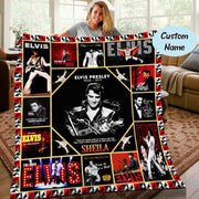 Elvis Lover 6 Quilt Blanket - Custom Name