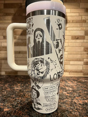 Horror Lover 5 40oz Stainless Steel Laser Engraved Tumbler