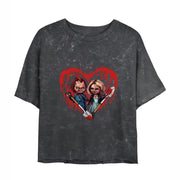 Horror Lover Chucky and Tiffany Lady's Wash Cropped T-Shirt