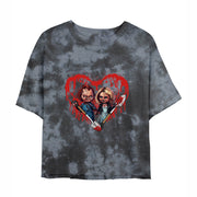 Horror Lover Chucky and Tiffany Lady's Wash Cropped T-Shirt
