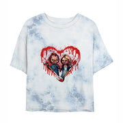 Horror Lover Chucky and Tiffany Lady's Wash Cropped T-Shirt