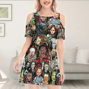 Horror Lover Women's Cold Shoulder O-neck Dress SKU0660