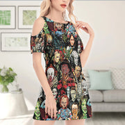 Horror Lover Women's Cold Shoulder O-neck Dress SKU0660