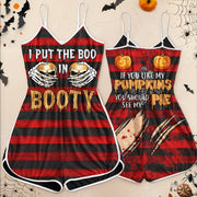 Horror Lover Funny Halloween I Put The Boo Skull Women Cami Romper