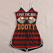 Horror Lover Funny Halloween I Put The Boo Skull Women Cami Romper